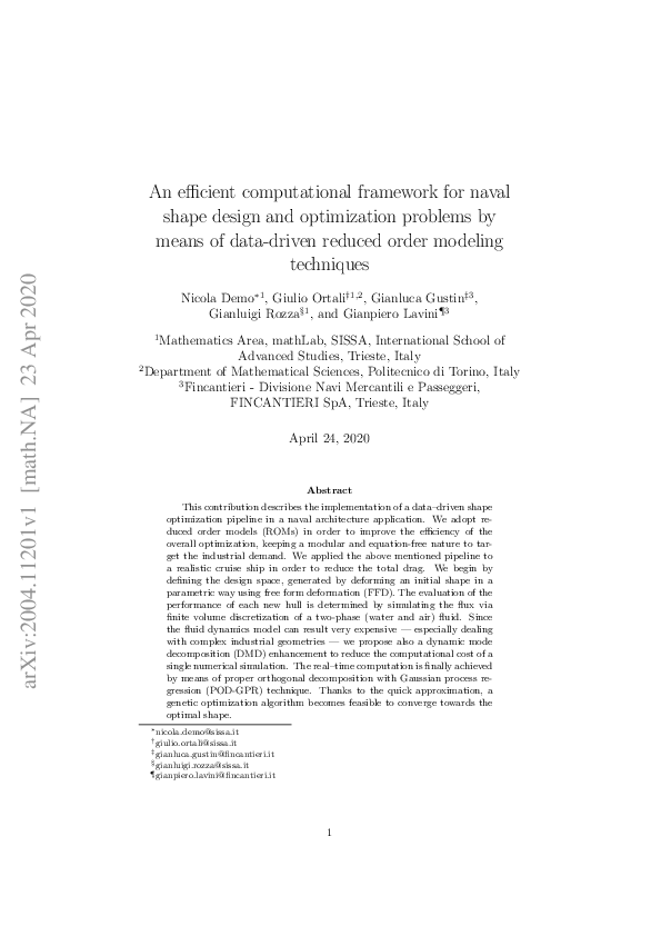 (PDF) An efficient computational framework for naval shape design and ...