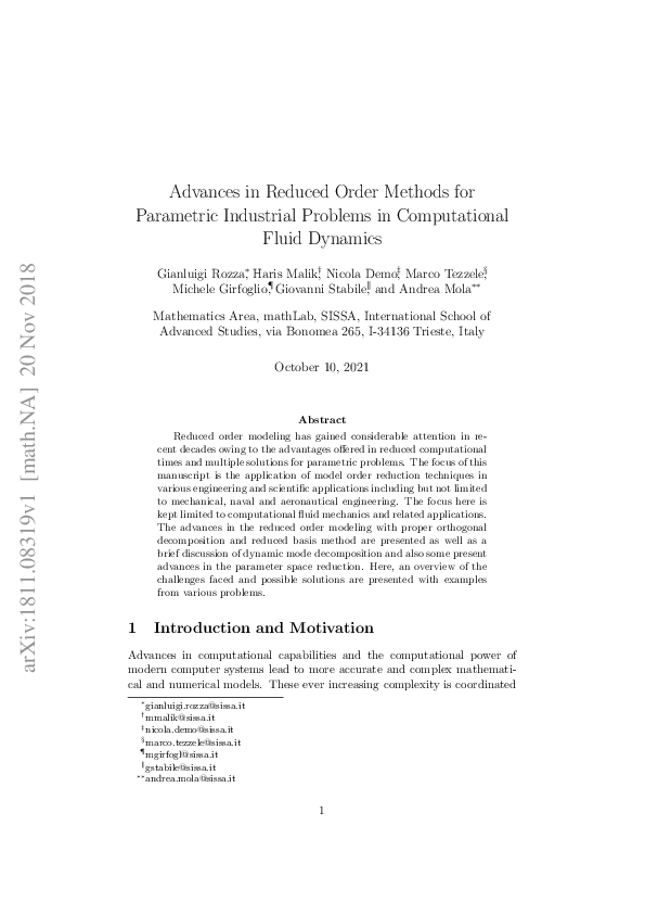 (PDF) Advances in reduced order methods for parametric industrial ...