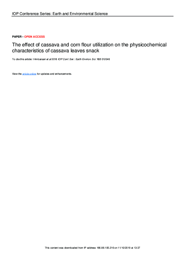 (PDF) The effect of cassava and corn flour utilization on the ...