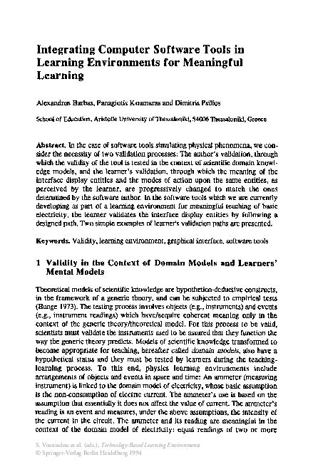 (PDF) Integrating Computer Software Tools in Learning Environments for ...