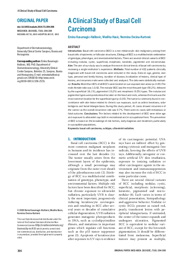 (PDF) A Clinical Study of Basal Cell Carcinoma