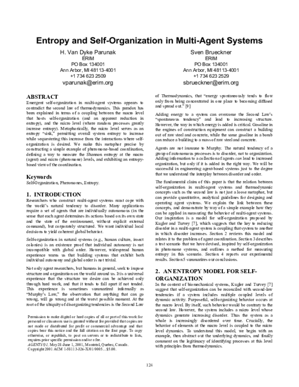 (PDF) Entropy and self-organization in multi-agent systems