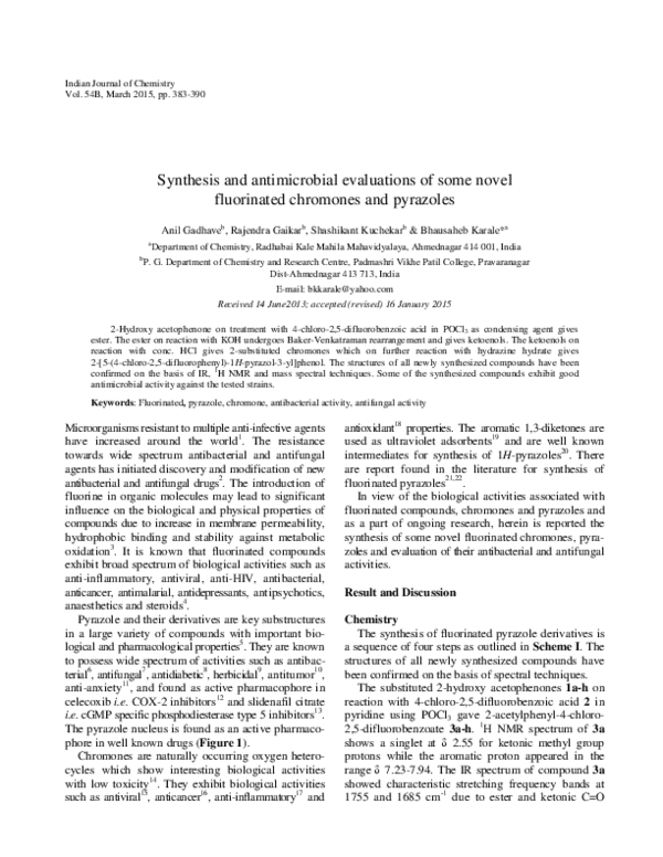 (PDF) Synthesis and antimicrobial evaluations of some novel fluorinated ...