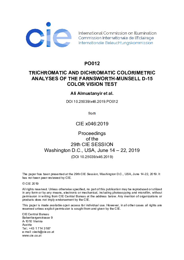 (PDF) Trichromatic and Dichromatic Colorimetric Analyses of the ...