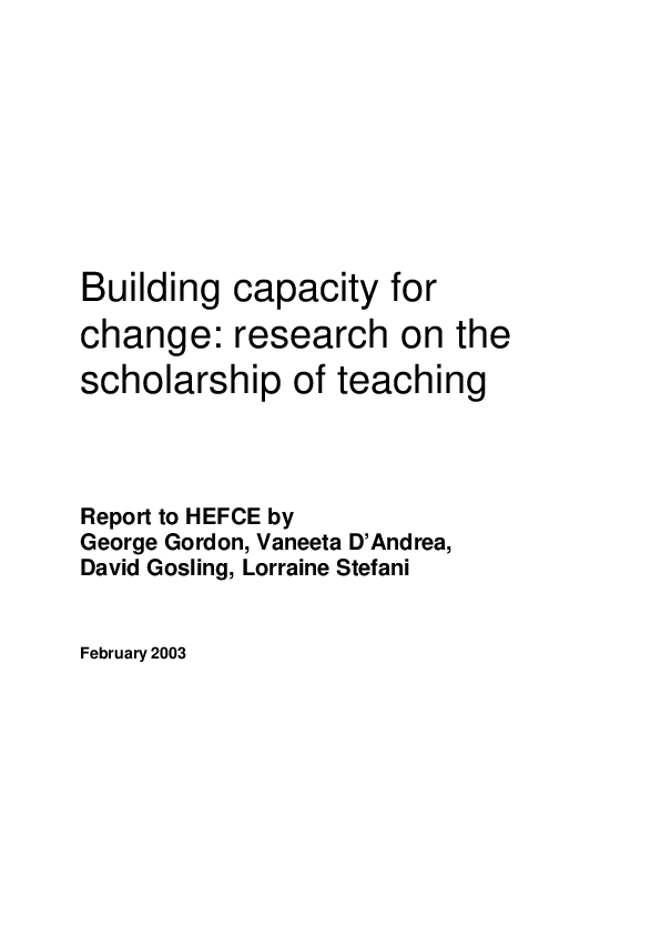 (PDF) Building Capacity for Change: Research on the Scholarship of ...