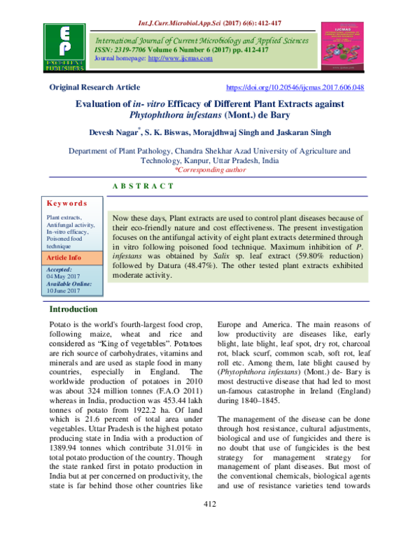 (PDF) Evaluation of in- vitro Efficacy of Different Plant Extracts ...