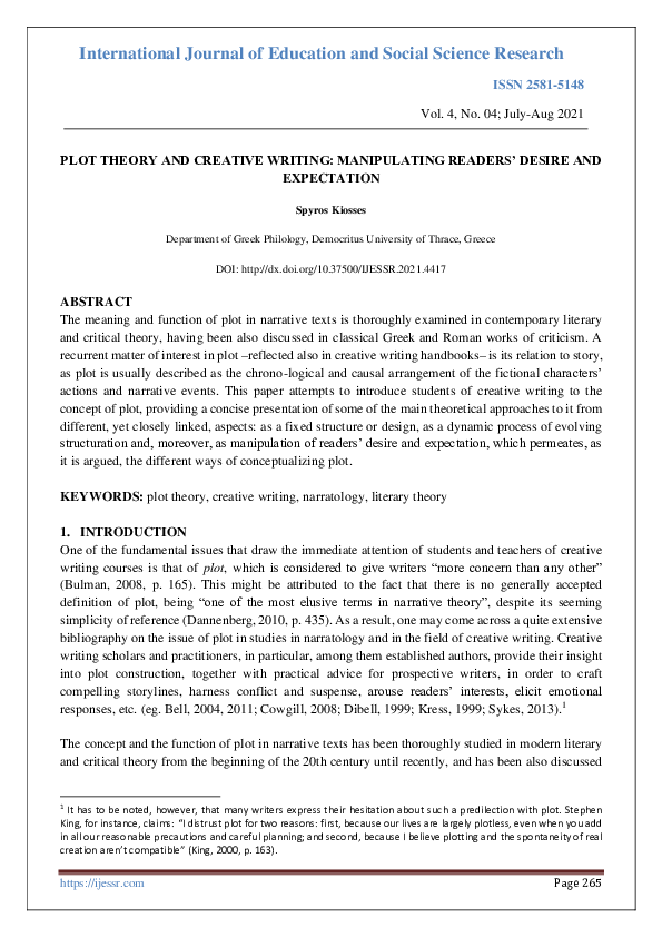 (PDF) Plot Theory and Creative Writing: Manipulating Readers’ Desire ...
