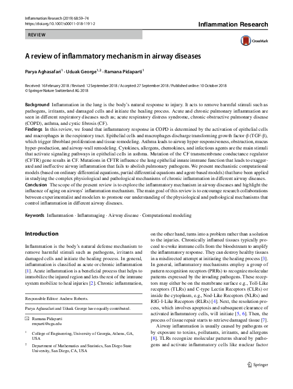 (PDF) A review of inflammatory mechanism in airway diseases