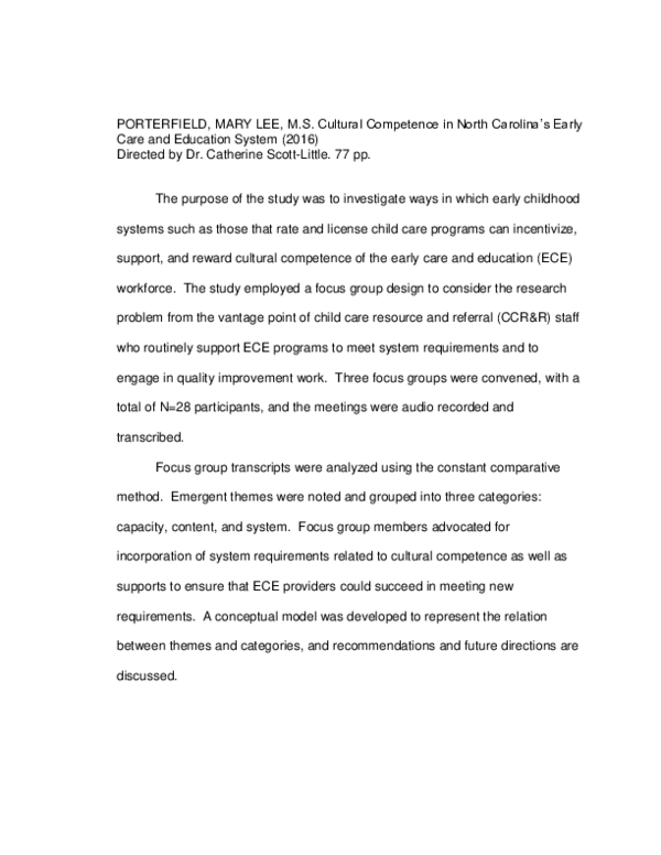 (PDF) Cultural competence in North Carolina's early care and education ...