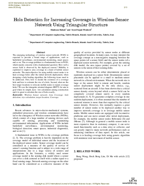(PDF) Hole Detection for Increasing Coverage in Wireless Sensor Network ...