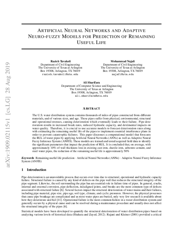 (PDF) Artificial Neural Networks and Adaptive Neuro-fuzzy Models for ...