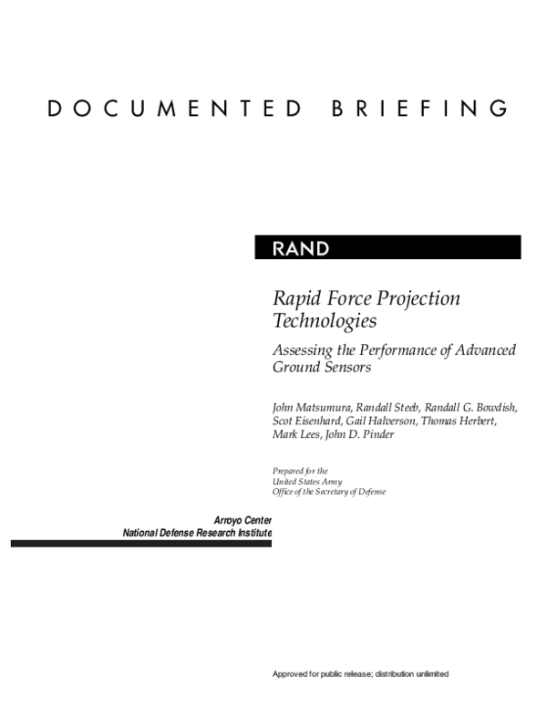 (PDF) Rapid Force Projection Technologies: Assessing the Performance of ...
