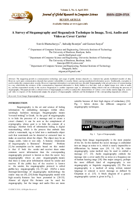 (PDF) A Survey of Steganography and Steganalysis Technique in Image ...