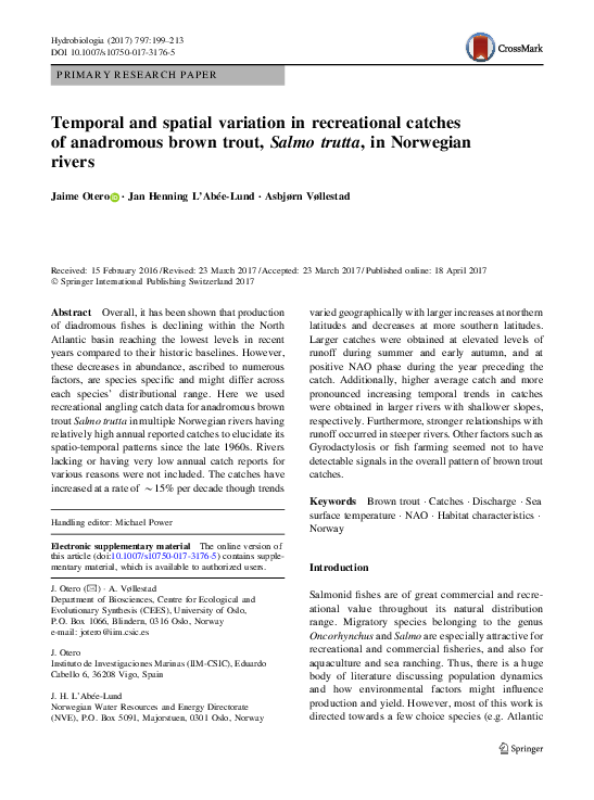(PDF) Temporal and spatial variation in recreational catches of ...