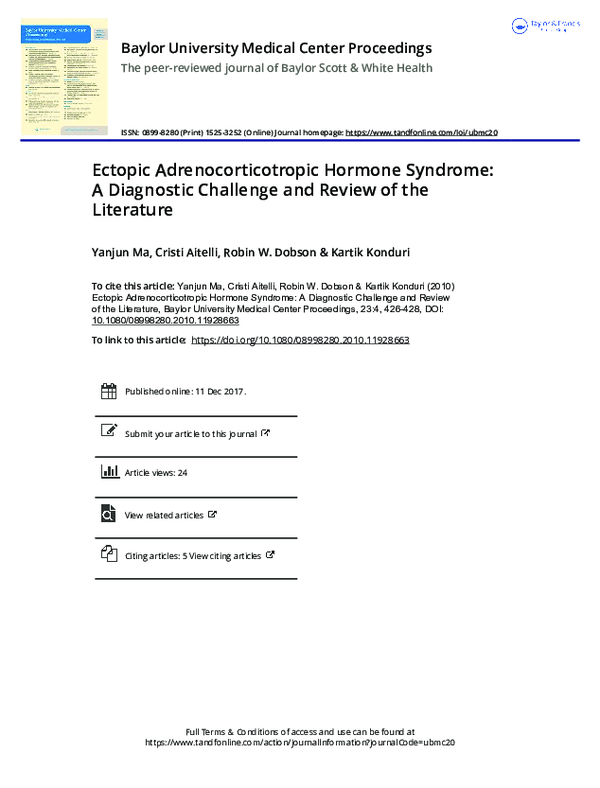 (PDF) Ectopic adrenocorticotropic hormone syndrome caused by a ...