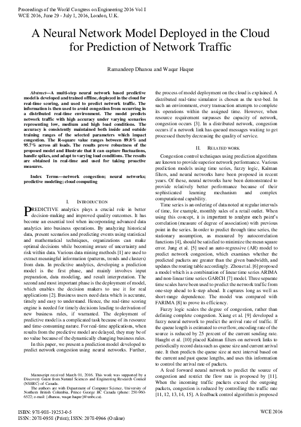 (PDF) A Neural Network Model Deployed in the Cloud for Prediction of ...