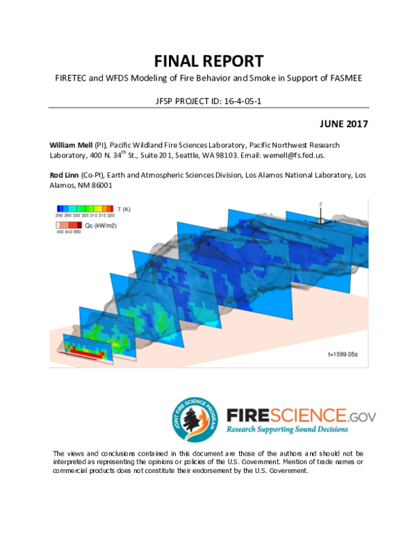 (PDF) FIRETEC and WFDS Modeling of Fire Behavior and Smoke in Support ...