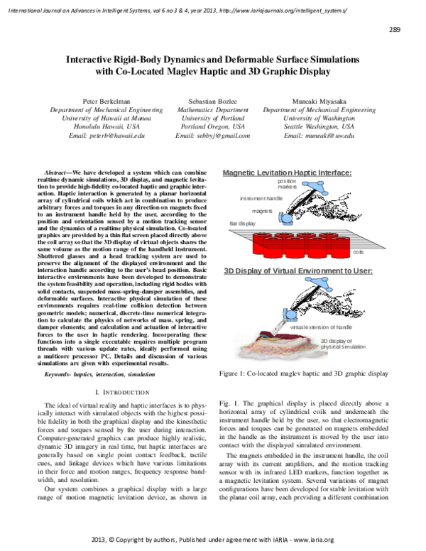 (PDF) Interactive Rigid-Body Dynamics and Deformable Surface ...
