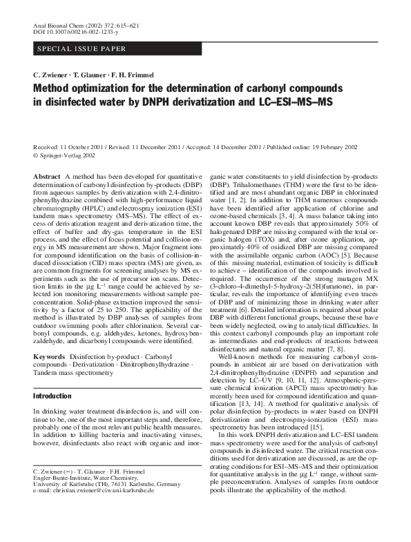 (PDF) Method optimization for the determination of carbonyl compounds ...