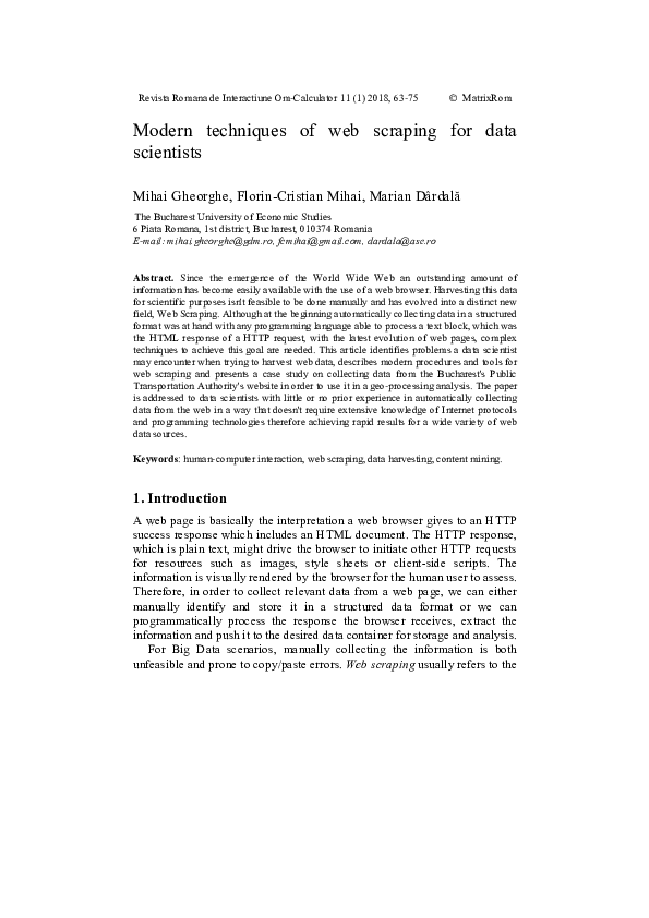 (PDF) Modern techniques of web scraping for data scientists