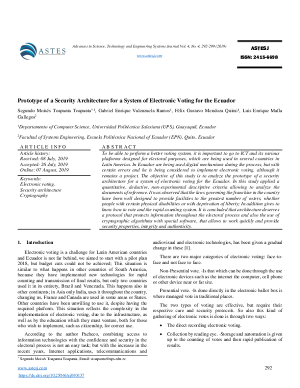 (PDF) Prototype of a Security Architecture for a System of Electronic ...