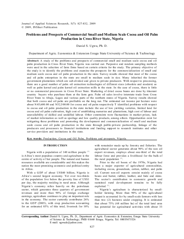 (PDF) Problems and Prospects of Commercial Small and Medium Scale Cocoa ...