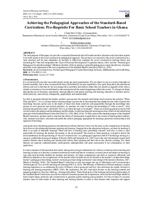 (PDF) Achieving the Pedagogical Approaches of the StandardBased