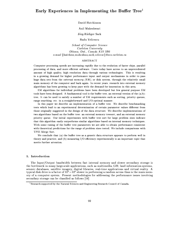 (PDF) Early Experiences in Implementing the Buffer Tree