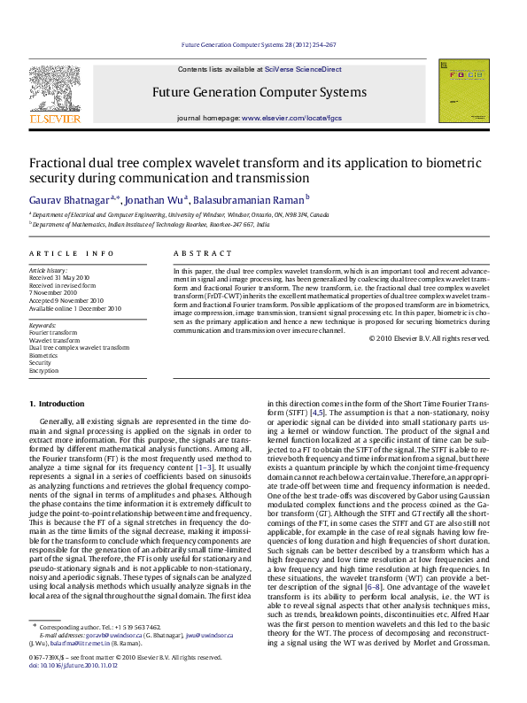 (PDF) Fractional dual tree complex wavelet transform and its ...