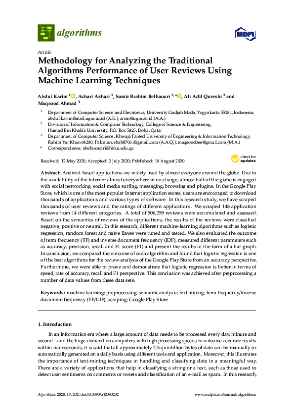 (PDF) Methodology for Analyzing the Traditional Algorithms Performance ...