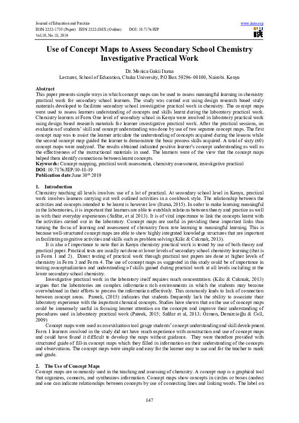 (PDF) Use of Concept Maps to Assess Secondary School Chemistry ...