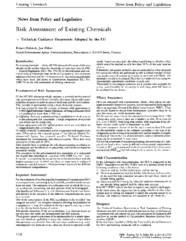 (PDF) Risk assessment of existing chemicals