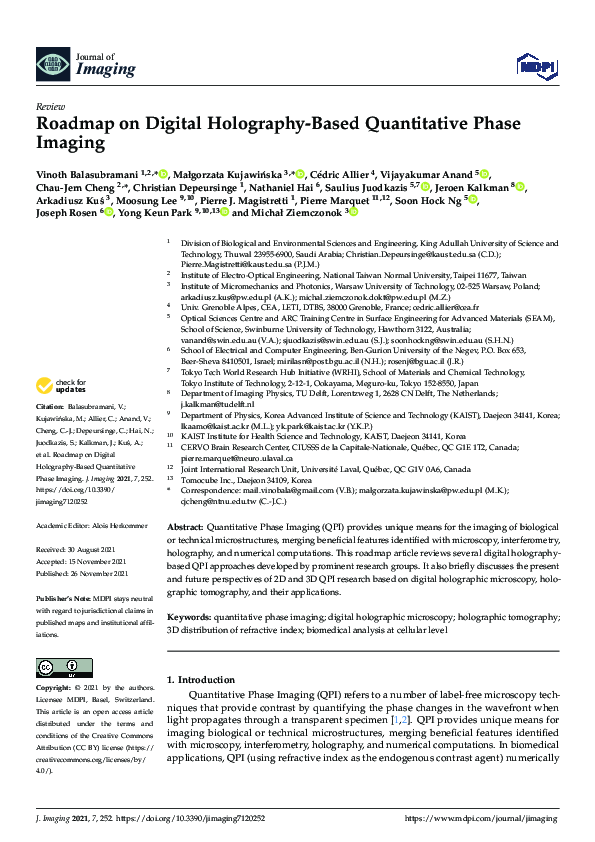 (PDF) Roadmap on Digital Holography-Based Quantitative Phase Imaging