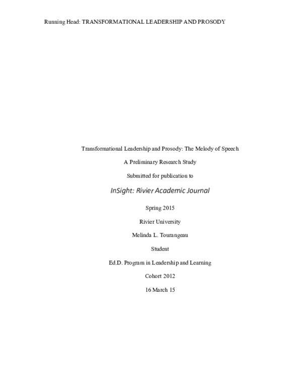 (PDF) Transformational Leadership and Prosody: The Melody of Speech
