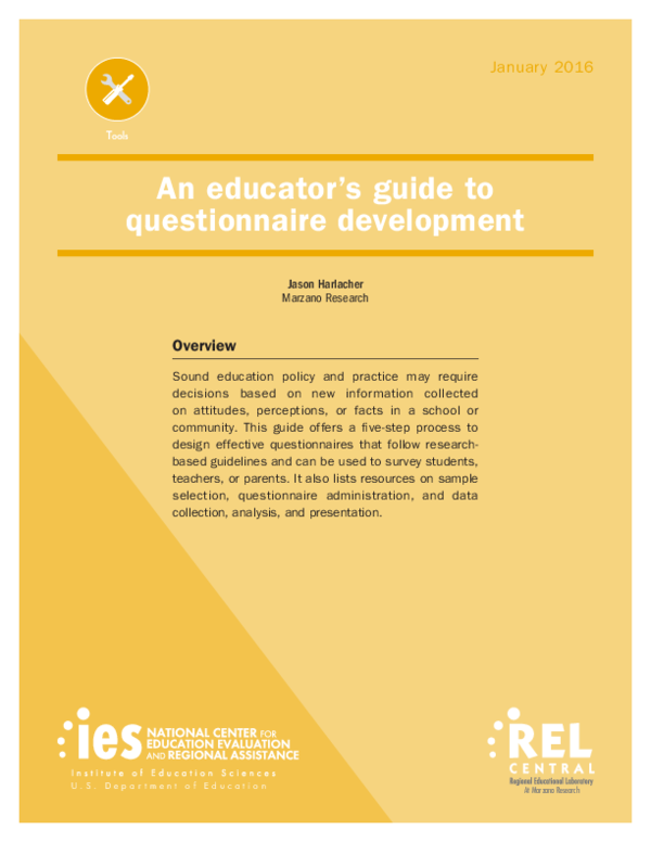 (PDF) An Educator's Guide to Questionnaire Development. REL 2016-108