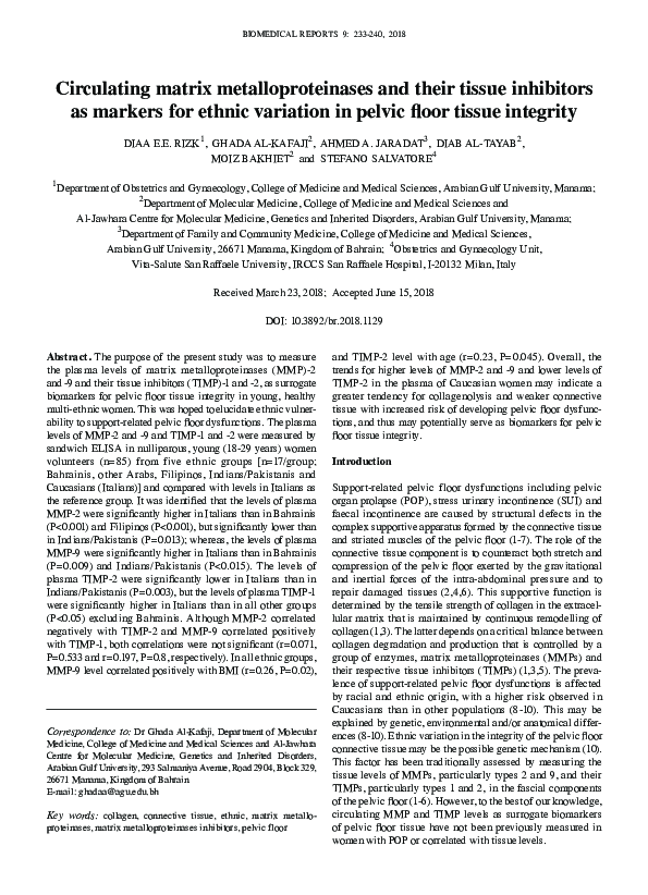 (PDF) Circulating matrix metalloproteinases and their tissue inhibitors ...