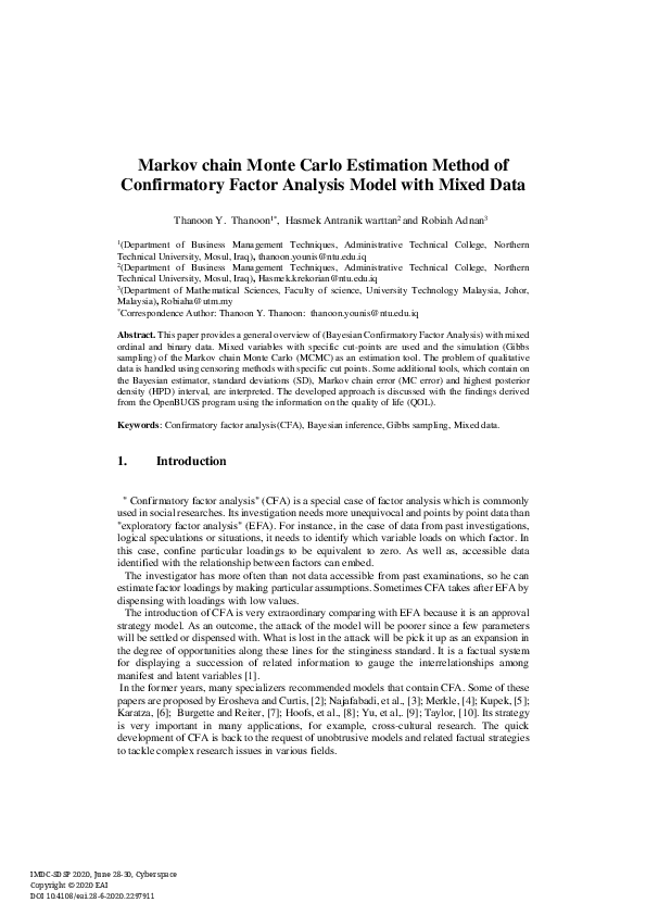 (PDF) Markov chain Monte Carlo Estimation Method of Confirmatory Factor ...