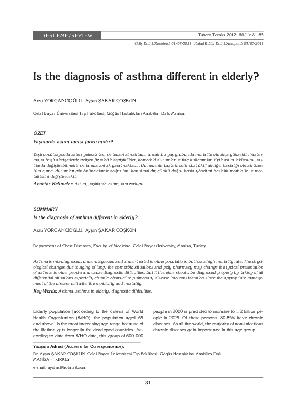 (PDF) Is the diagnosis of asthma different in elderly?