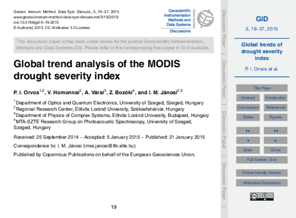 (PDF) Global trends of drought severity index