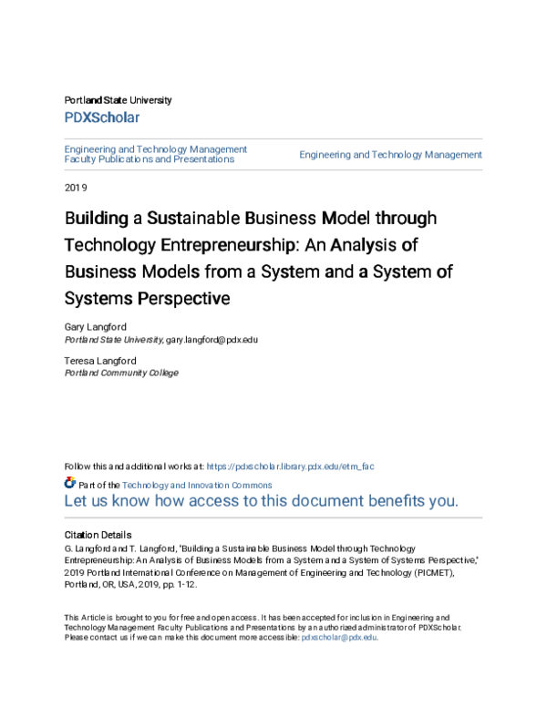 (PDF) Building a Sustainable Business Model through Technology ...