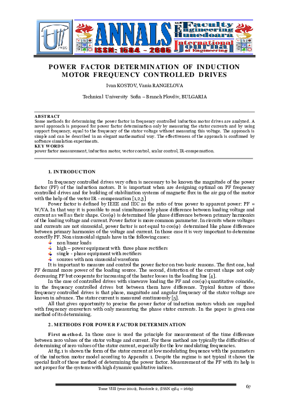 (PDF) Power Factor Determination of Induction Motor Frequency ...