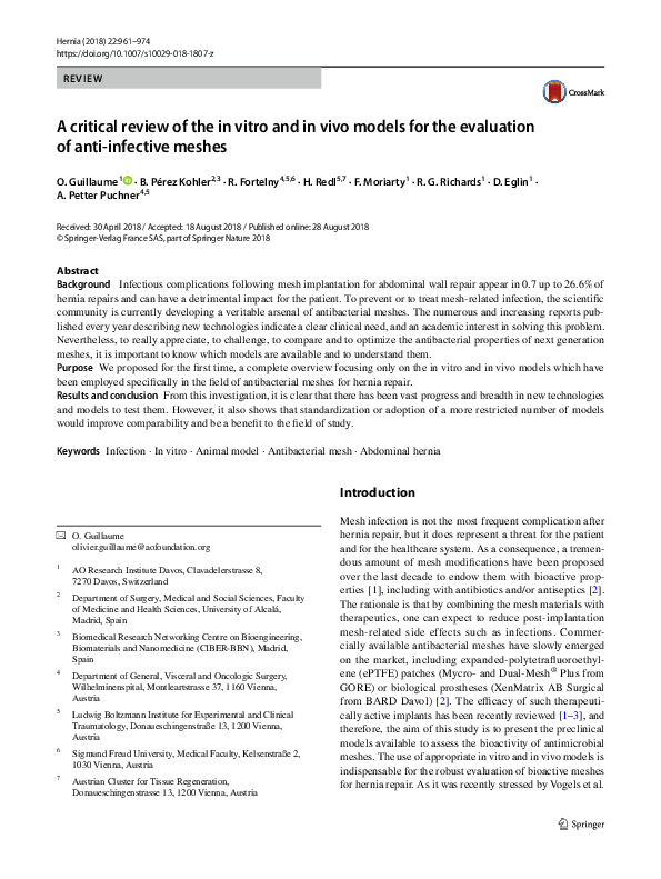 (PDF) A critical review of the in vitro and in vivo models for the ...