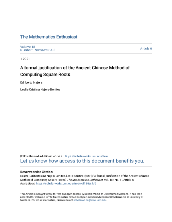 (PDF) A formal justification of the Ancient Chinese Method of Computing ...