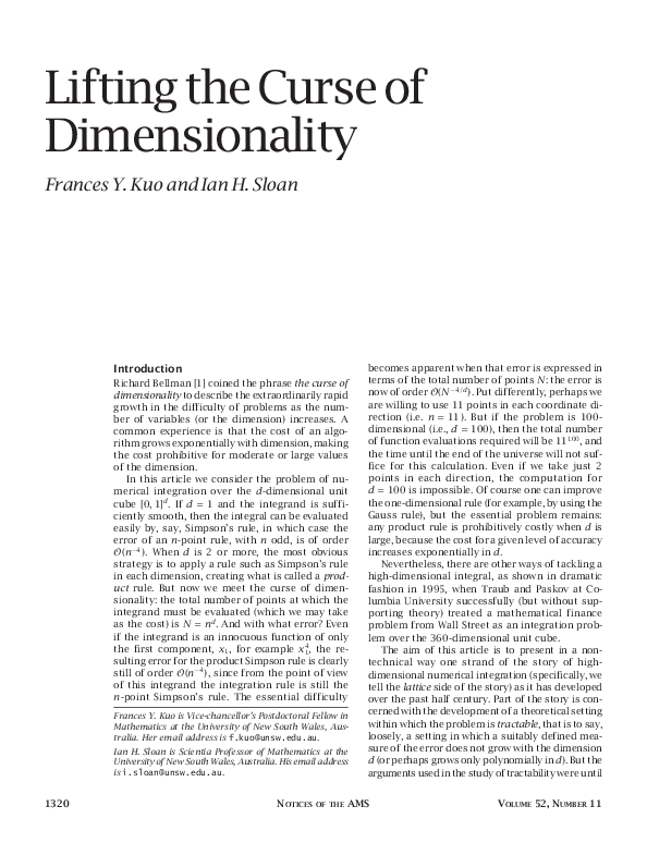(PDF) Lifting the Curse of Dimensionality