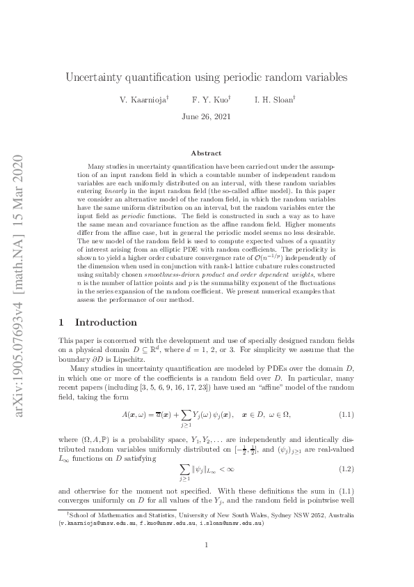 (PDF) N A ] 1 9 M ay 2 01 9 Uncertainty quantification using periodic ...