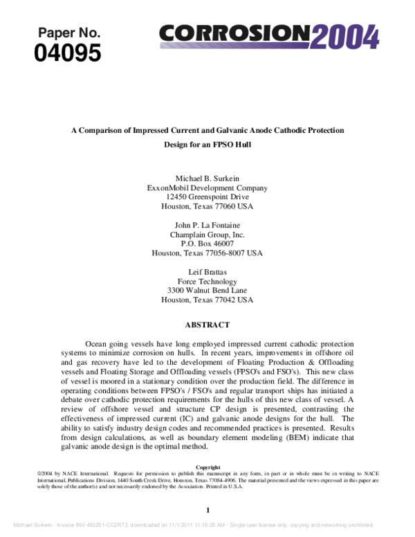 (PDF) A Comparison Of Impressed Current And Galvanic Anode Cathodic ...