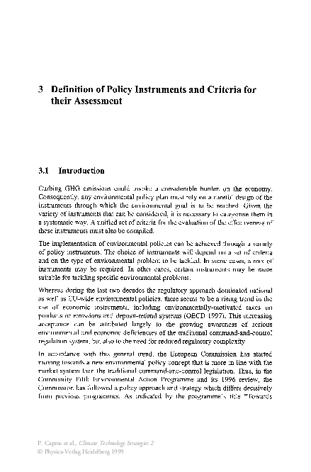 (PDF) Definition of Policy Instruments and Criteria for their Assessment