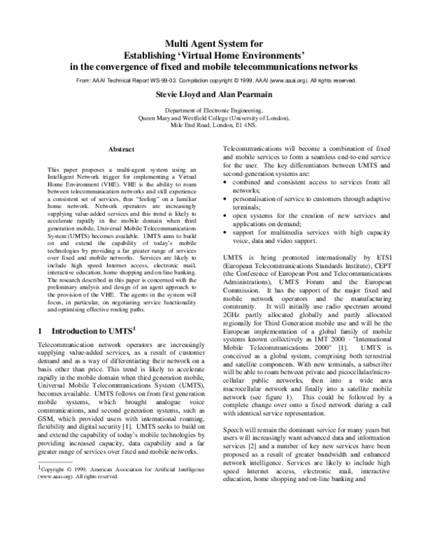 (PDF) Multi Agent System for Establishing ‘ Virtual Home Environments ...