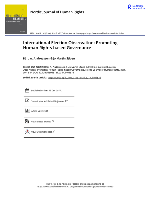 (PDF) International Election Observation: Promoting Human Rights-based ...