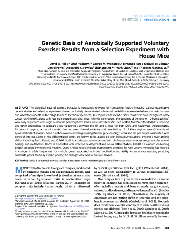 (PDF) Genetic Basis of Aerobically Supported Voluntary Exercise ...